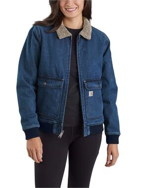 Carhartt Women's Medium Sherpa Lined Jacket Coat Denim Blue M